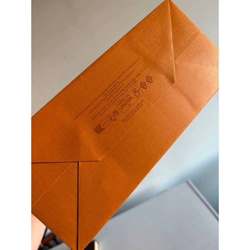 Louis Vuitton Orange Shopping Bag Blue Handles 14 Inch Tall Authentic Gift Bag